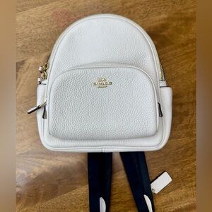 Coach Ivory Pebbled Leather Mini Backpack with Gold Hardware